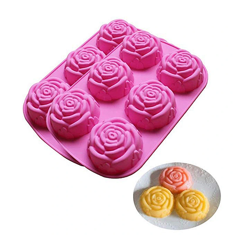 BPA free Rose Shape Reusable Non Stick Cake Mold in Silicone for Chocolate