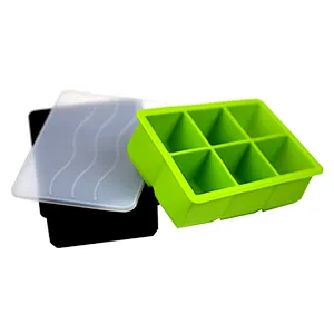 Silicone Sphere Whiskey Ice Ball Maker with Lids Large Square Ice Cube Molds