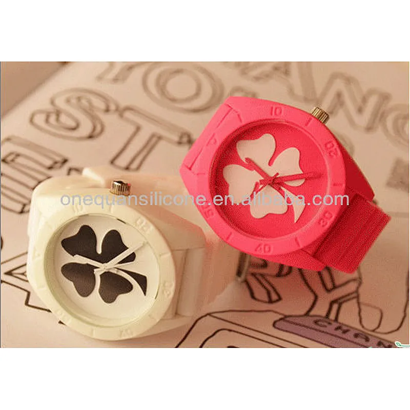 Fashion movement waterproof silicone big dial table watches. Lady jelly watch for female students