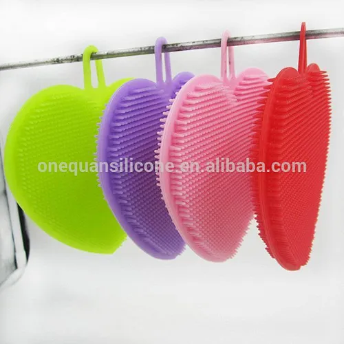 Silicone Dish Sponge Washing Brush Scrubber Household Cleaning Sponges, Antibacterial Mildew-Free Brushes