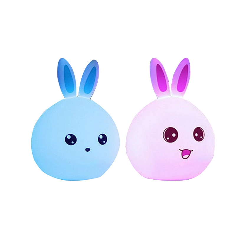 Colorful silicone soft cartoon cute animal baby nursery lamp breathing child LED night light