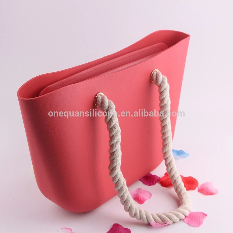 Hemp Rope Silicone Candy Color Beach Bag Europe And The United States Fashion Beautiful Open Hollow Bag