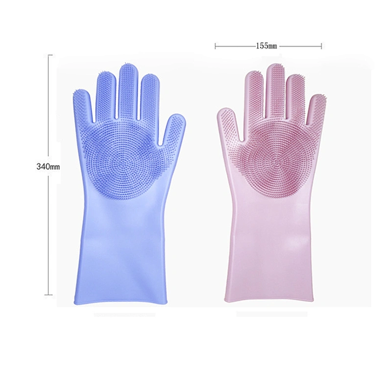 Clean Easy Magic Silicone Gloves with Scrubber Dishwashing Gloves - Can be Used for Kitchen, Bathroom Cleaning Car Washing