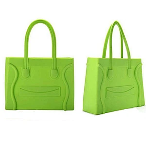 Colorful Jelly handbag silicone transparent bags cany women tote bags