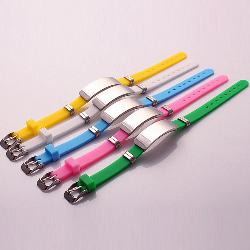 Stainless Steel Silicone Black Bracelet Wristband Punk Style Men Bracelet Simple Rubber Charm