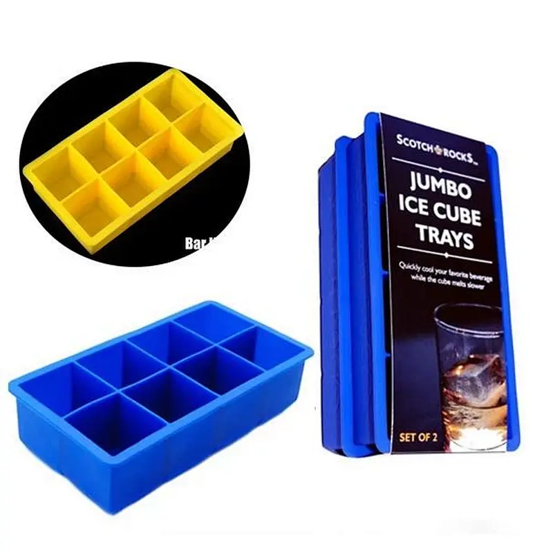 6-Cube Silicone Ice Tray Mold Set One quan Pack of 2 Silicone Ice Cube Tray