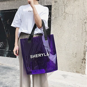 New Design Candy Color Women Fashion Clear Jelly Bag Large Tote Bag