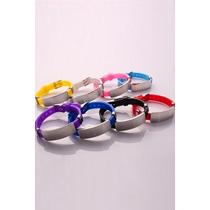 Stainless Steel Silicone Black Bracelet Wristband Punk Style Men Bracelet Simple Rubber Charm