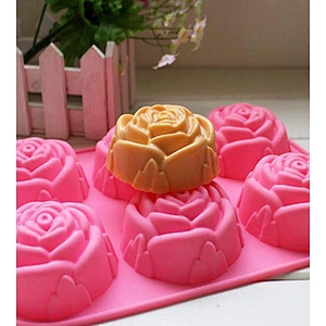 BPA free Rose Shape Reusable Non Stick Cake Mold in Silicone for Chocolate