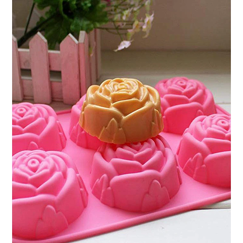 BPA free Rose Shape Reusable Non Stick Cake Mold in Silicone for Chocolate