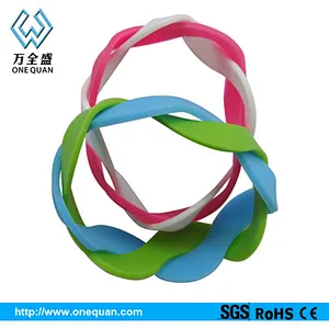 promotional silicone rubber twist string bracelet,twisted cord bracelet,twist hospital wristbands