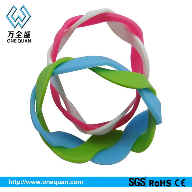 promotional silicone rubber twist string bracelet,twisted cord bracelet,twist hospital wristbands