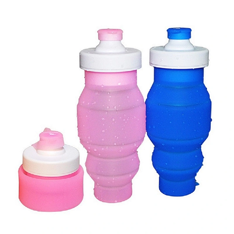 Custom wholesale outdoor silicone foldable clear water bottle for sport