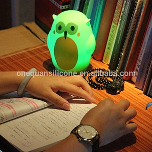 Colorful Owl Soft Baby Nursery Lamp,Electric and Battery Sleeping Light for Kids