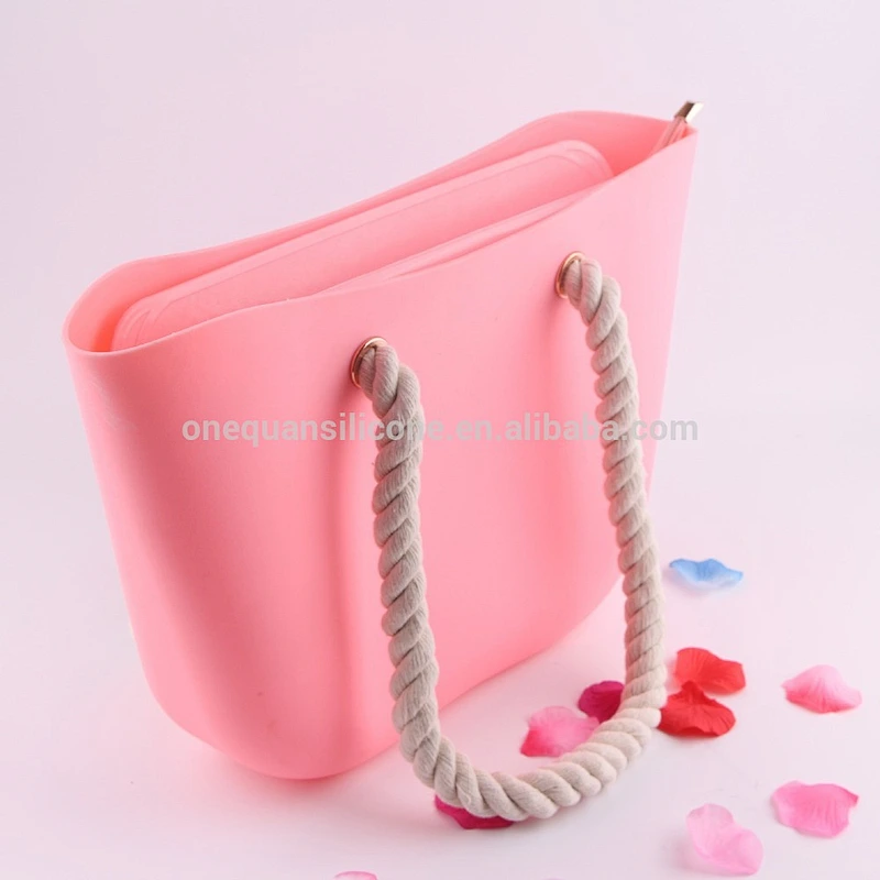 Hemp Rope Silicone Candy Color Beach Bag Europe And The United States Fashion Beautiful Open Hollow Bag