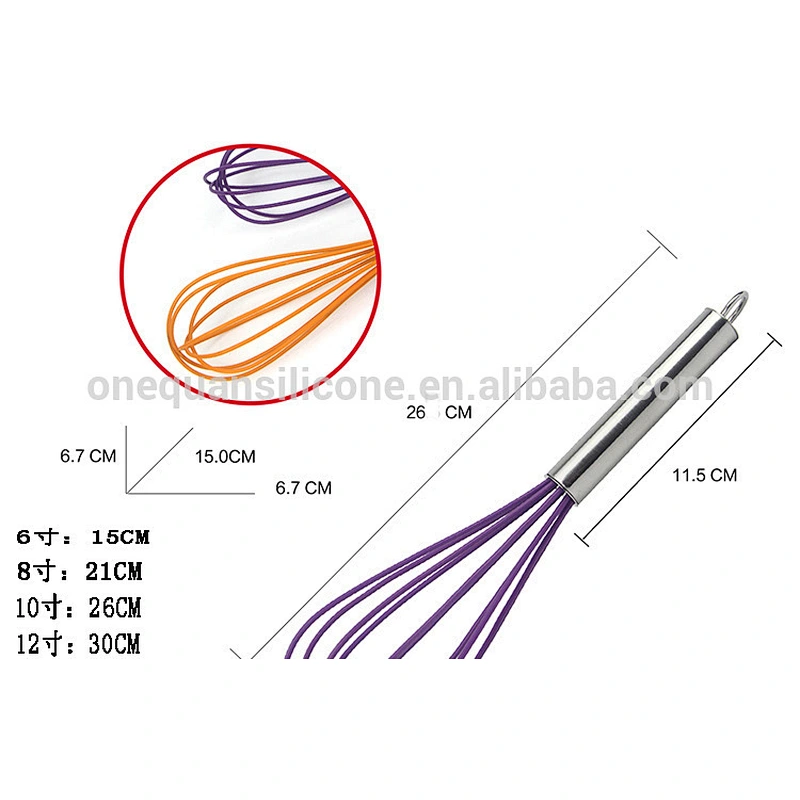 Food Grade silicone whisk with stainless steel handle