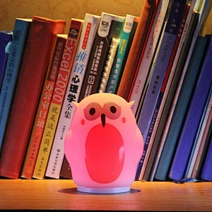 Colorful Owl Soft Baby Nursery Lamp,Electric and Battery Sleeping Light for Kids