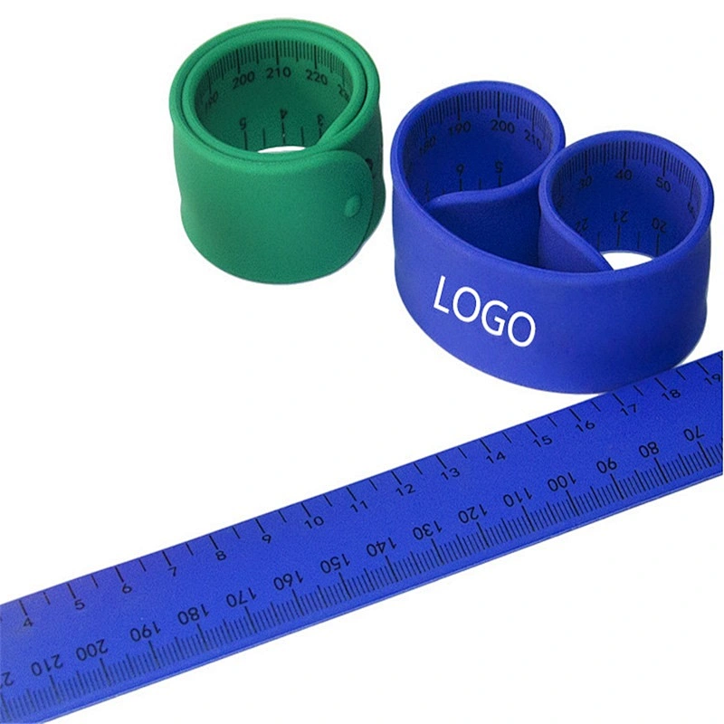 Silicone rubber slap ruler bracelet wristband for kids and office work