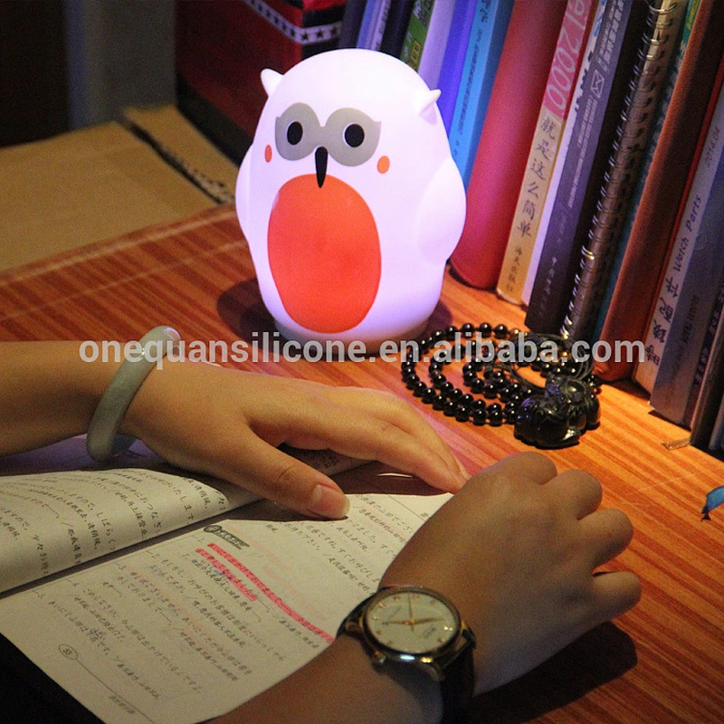 Colorful Owl Soft Baby Nursery Lamp,Electric and Battery Sleeping Light for Kids