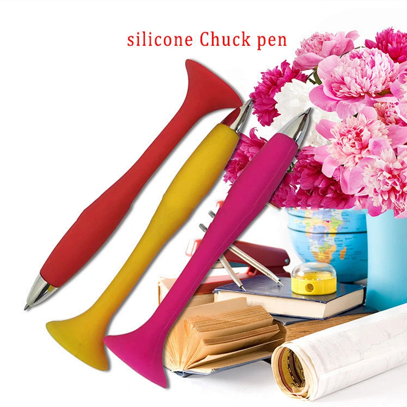 Customized logo silicone sucking disc ballpen