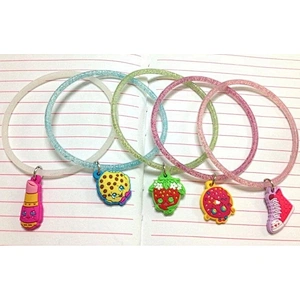 Cheap price no slip grip bright jelly ponytails colorful elastic rubber hair band with charm