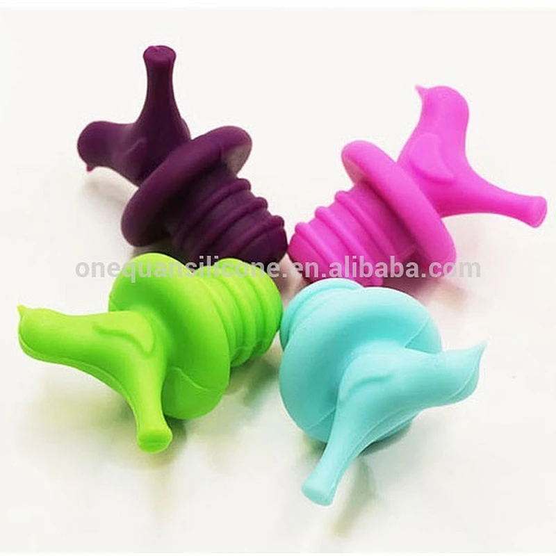 Wine Stopper, Silicone Vacuum Beverage Bottle Stoppers with Wine Pourer