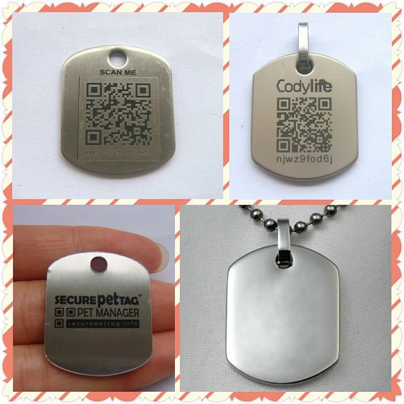fashion Zinc Alloy blank dog tag with QR code,blank military dog tags