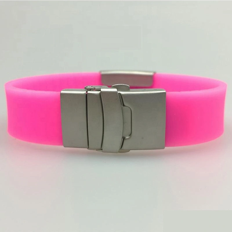 Wholesale Souvenir Stainless Steel Id Plate Silicone Bracelet