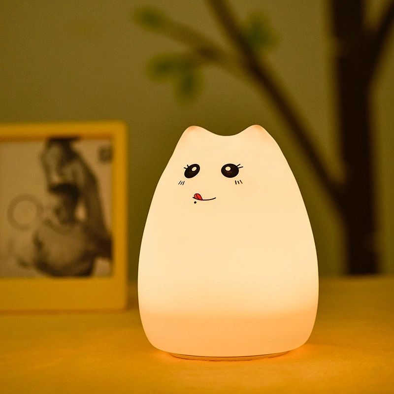 Colorful silicone soft cartoon cute animal baby nursery lamp breathing child LED night light