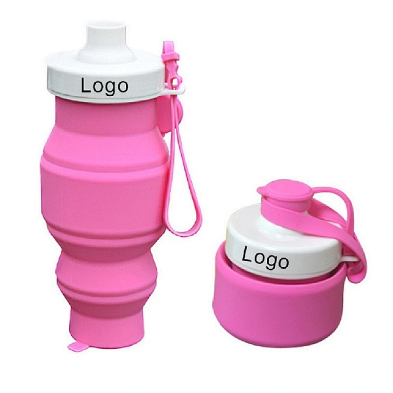 Custom wholesale outdoor silicone foldable clear water bottle for sport
