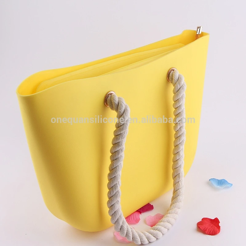 Hemp Rope Silicone Candy Color Beach Bag Europe And The United States Fashion Beautiful Open Hollow Bag