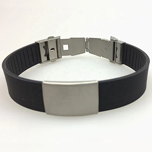 Wholesale Souvenir Stainless Steel Id Plate Silicone Bracelet