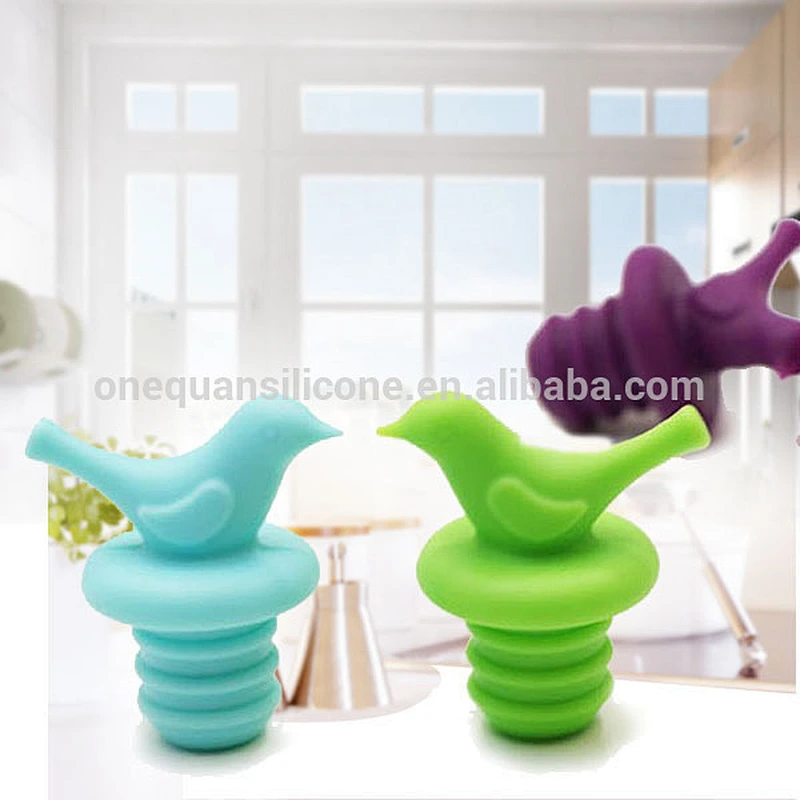Little Bird Silicone Wine Bottle Stopper Kit, Silicone Bottle Cork , Assorted Color Green Yellow Pink and Purple