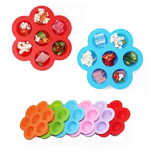 Fancy Silicone 7 Holes Ice Cube Molds & Trays Custom Logo Printing Heat Resistant FDA Silicone Baby Eating Box
