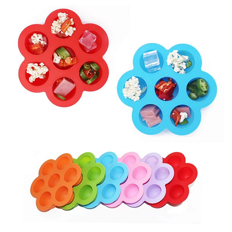 Fancy Silicone 7 Holes Ice Cube Molds & Trays Custom Logo Printing Heat Resistant FDA Silicone Baby Eating Box