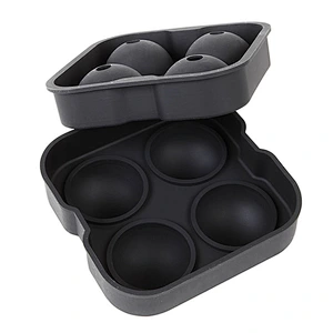 Ice Ball Maker Mold - Black Flexible Silicone Ice Tray - Molds 4 X 4.5cm Round Ice Ball Spheres