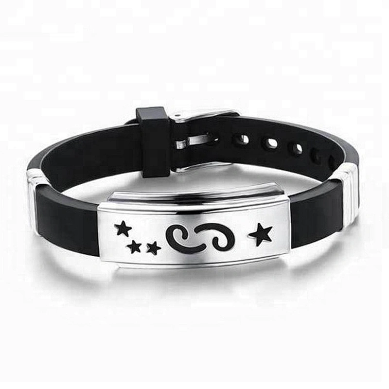 Unique custom silicone stainless steel bracelet Sport ID wristband