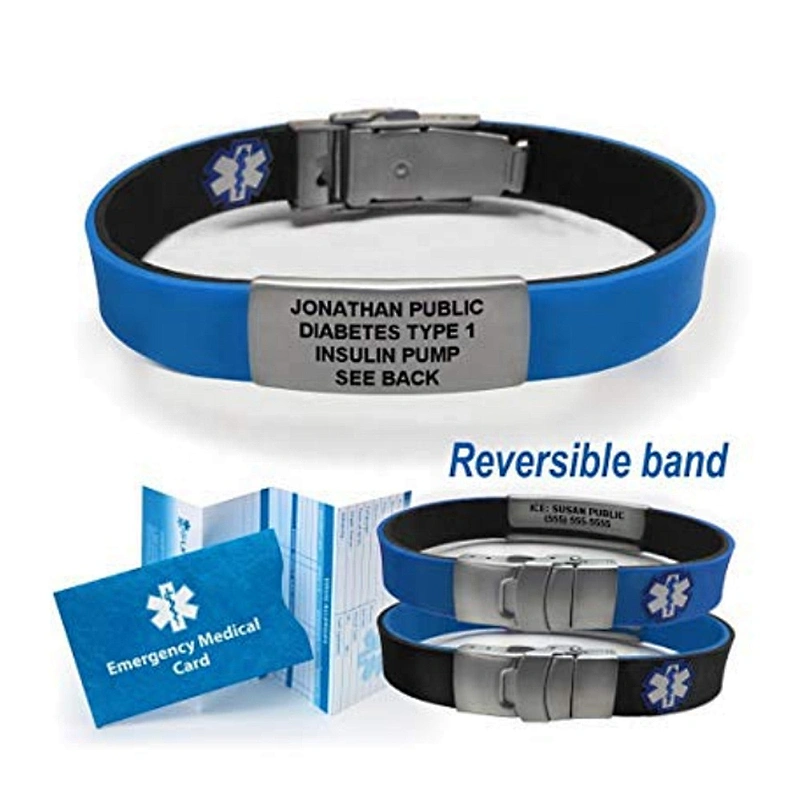 Newest Amazon Sport/Slim Reversible Waterproof Medical Alert Bracelet