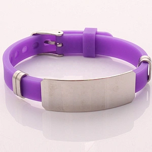 Wholesale Adjustable Silicone ID Bracelets with stainless steel