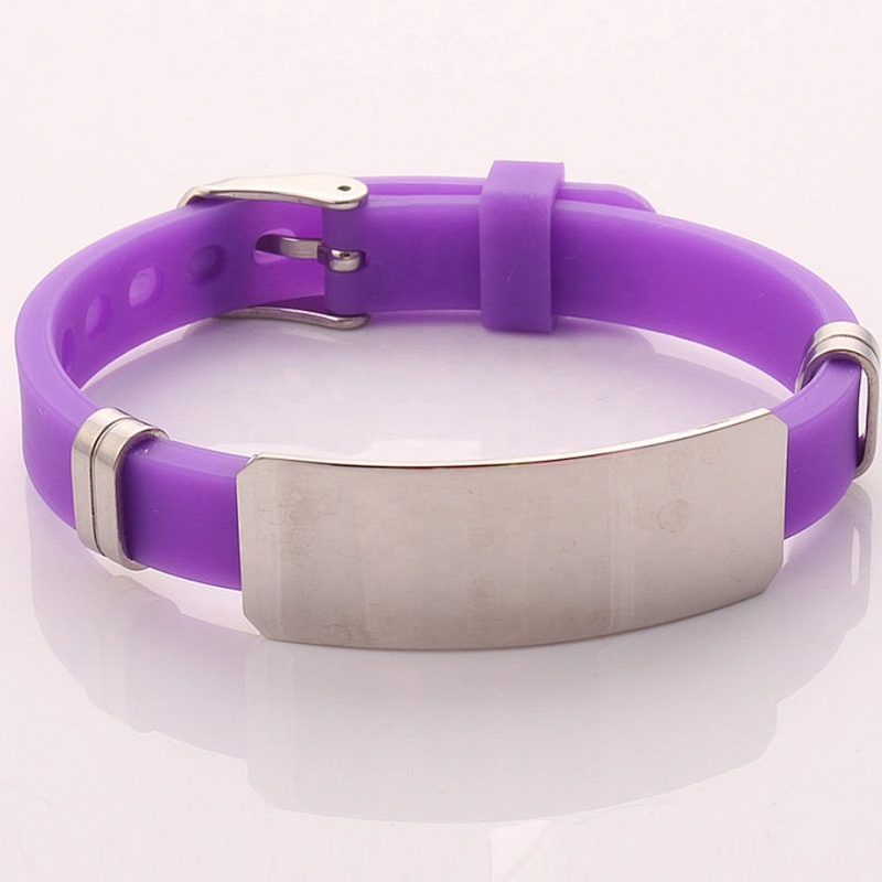 Wholesale Adjustable Silicone ID Bracelets with stainless steel