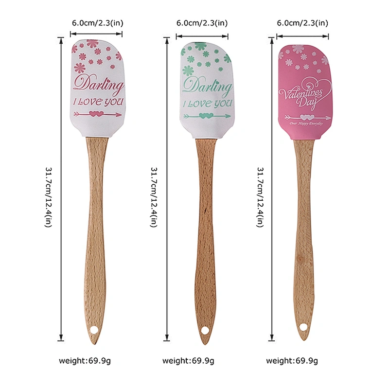 Ecofriendly Kitchen Baking Products DIY Funny Cake Scraper with Solid Wooden Kitchen Utensils
