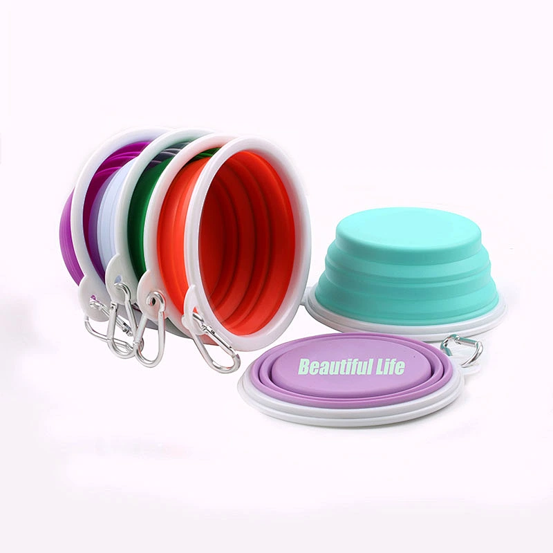 Silicone nonskid Pet Slow Feeding Bowl Feed Dish Collapsible Pet Feeder Bowls Portable Collapsible Pet Feeder Bowls