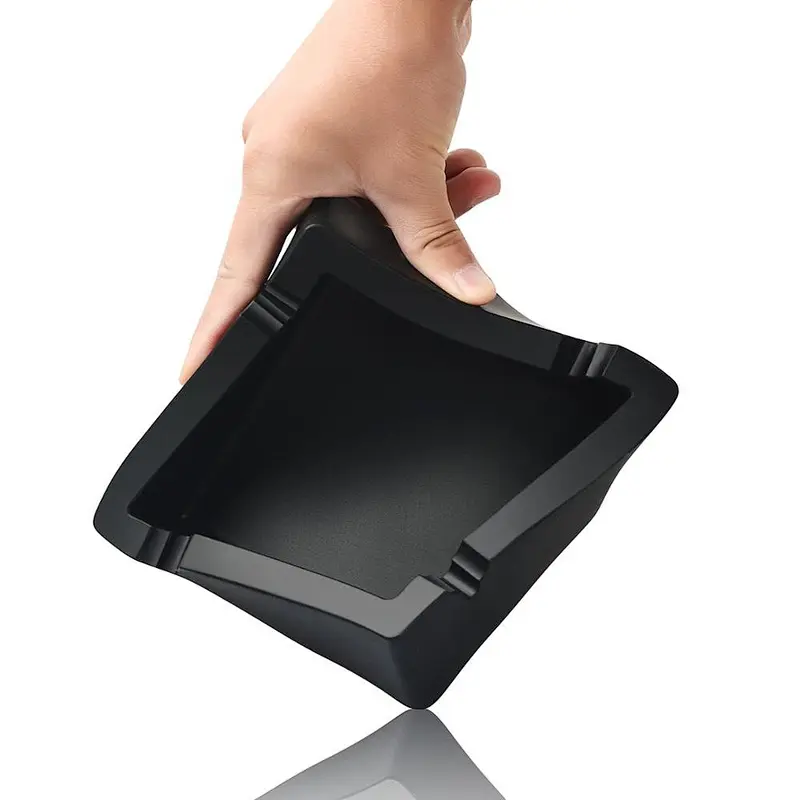 15X15 cm Groove Size 2 cm Eco Friendly Unbreak Heat Resistant Custom Logo Silicone Ashtray Cigar Ashtray Silicone