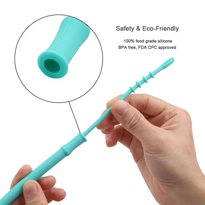 Silicone Folding Drinking Straws Reusable For Travel Home and Office