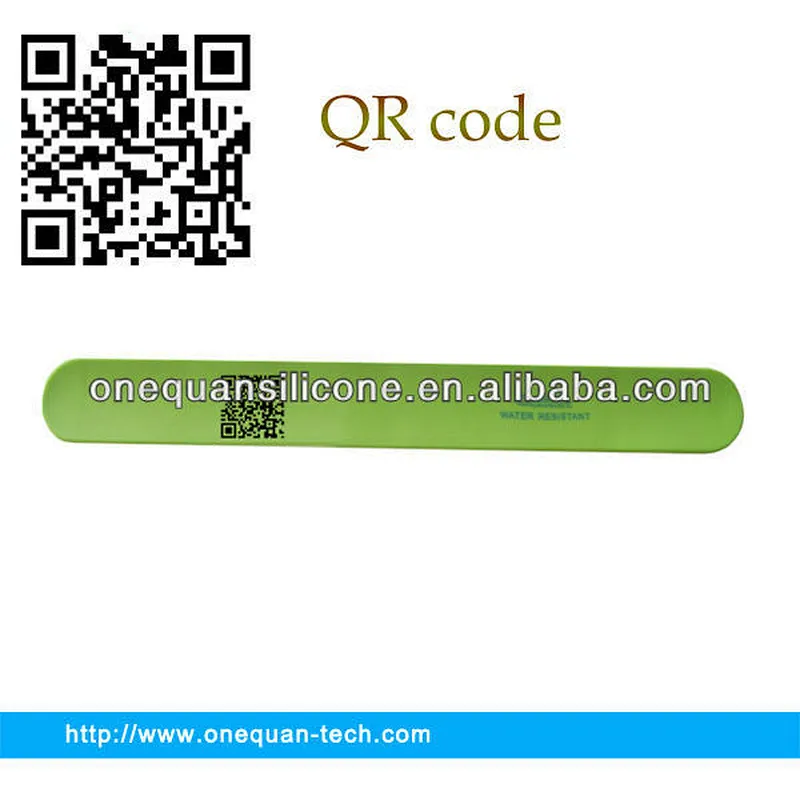 manufacture reflective slap band with QR code,silicone kids slap bands