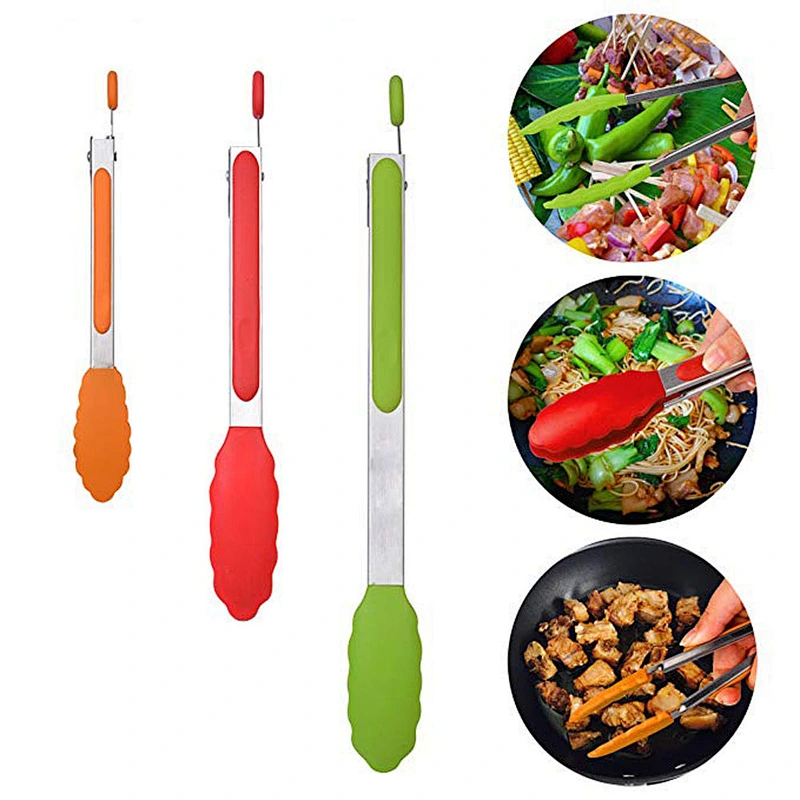 BBQ Non-stick Clip Food Tongs Stainless Steel Salad Tongs