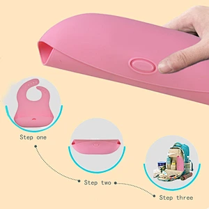 Waterproof Silicone Baby Bib BPA Free Soft  with Food Catcher White Kids Feeding Easily Wipe Clean Food Grade Kids Bib