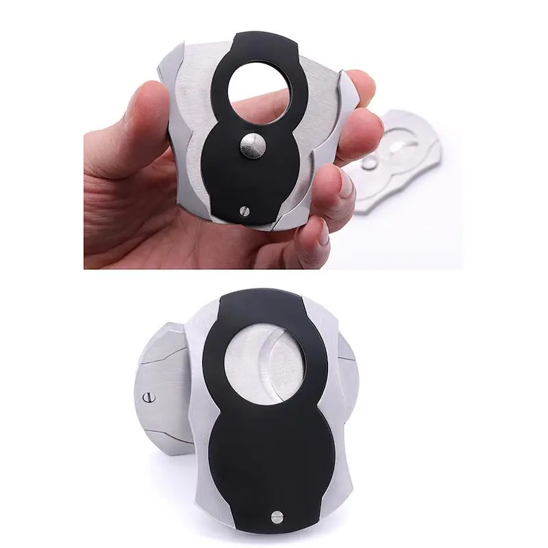 High Quality Metal Cigar Cutter Luxury Fashion Stainless Steel Cigar Cutter Curve Shape Small Portable Sliding Cutting Cutter