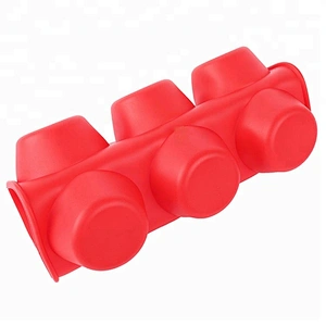 lucky red color 12 Cup Silicone Muffin moulds- Cupcake Baking Pan / Non - Stick Silicone Mold / Dishwasher - Microwave Safe