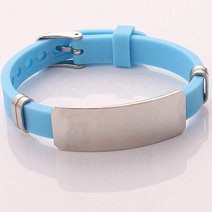 Wholesale Adjustable Silicone ID Bracelets with stainless steel